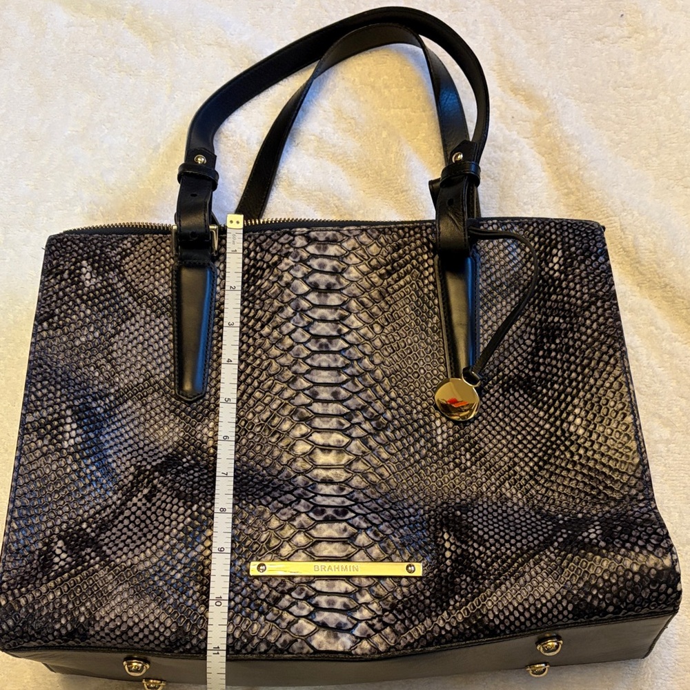 Brahmin Snakeskin Black and Gray Tote